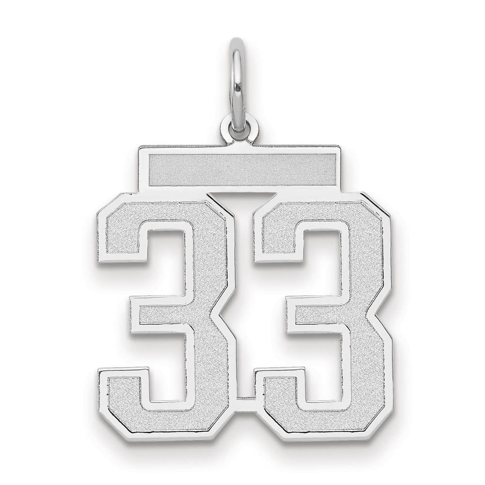 14k White Gold, Jersey Collection, Medium Number 33 Pendant, Item P10403-33 by The Black Bow Jewelry Co.