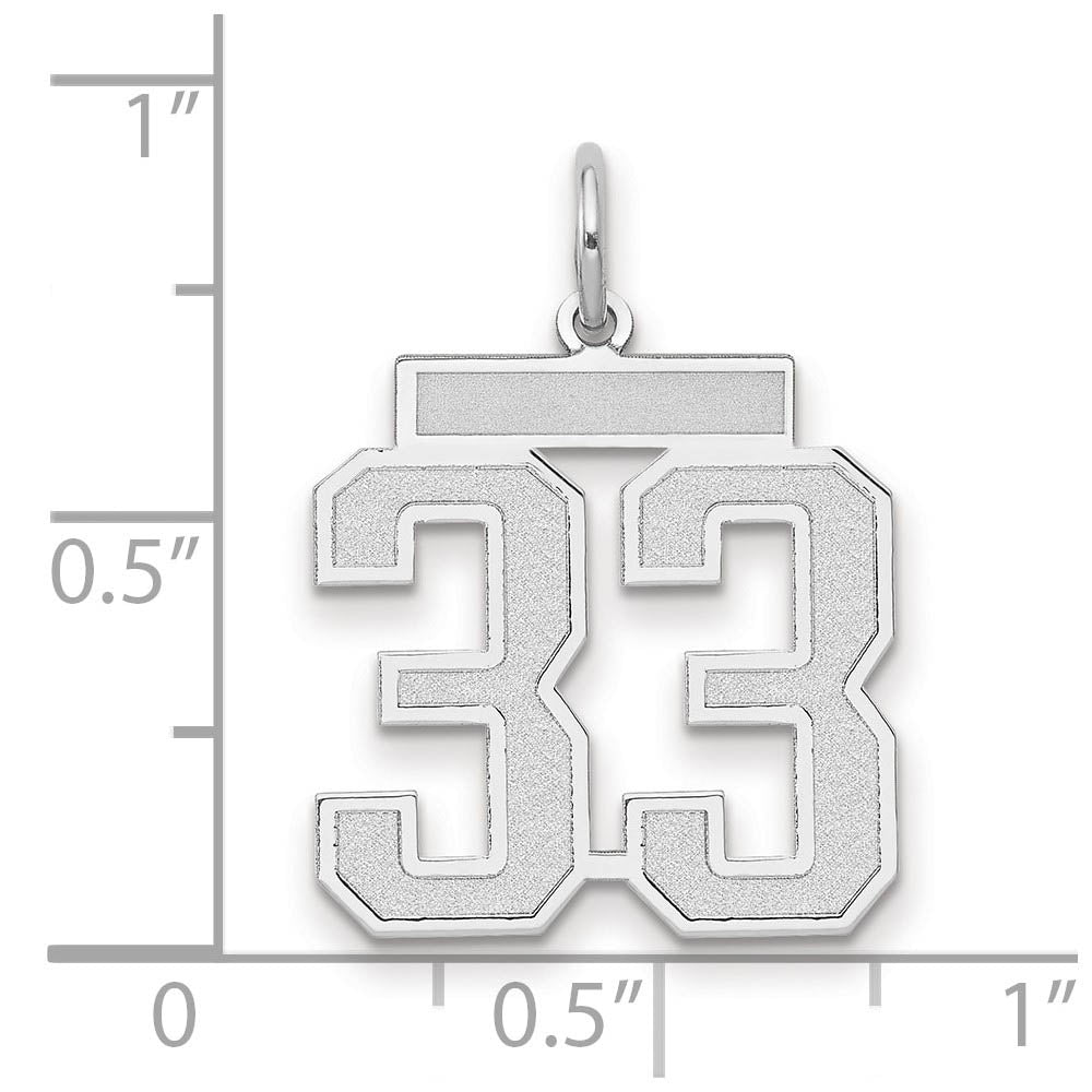 Alternate view of the 14k White Gold, Jersey Collection, Medium Number 33 Pendant by The Black Bow Jewelry Co.
