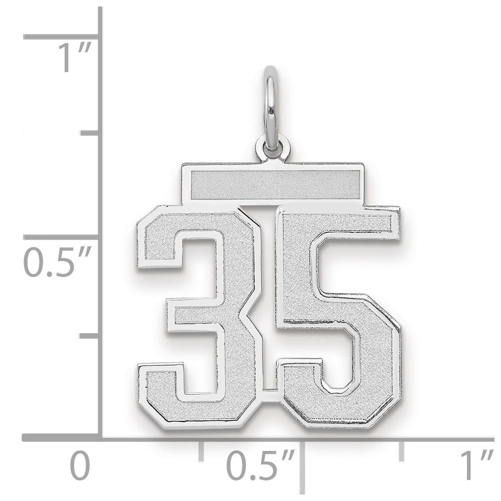 Alternate view of the 14k White Gold, Jersey Collection, Medium Number 35 Pendant by The Black Bow Jewelry Co.