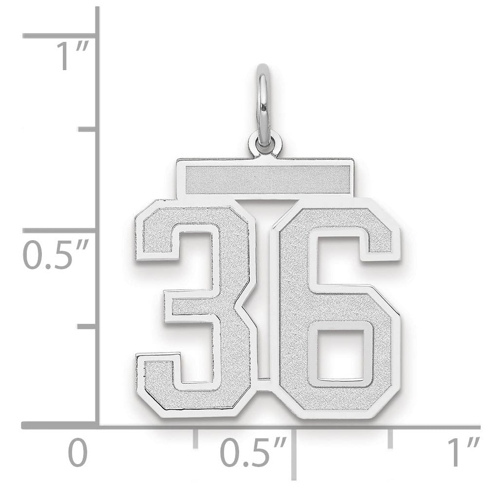 Alternate view of the 14k White Gold, Jersey Collection, Medium Number 36 Pendant by The Black Bow Jewelry Co.