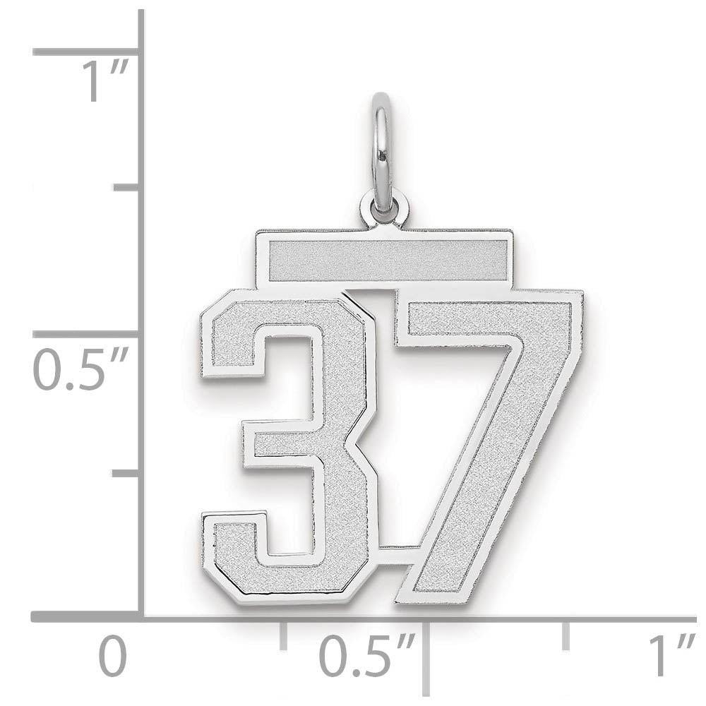 Alternate view of the 14k White Gold, Jersey Collection, Medium Number 37 Pendant by The Black Bow Jewelry Co.
