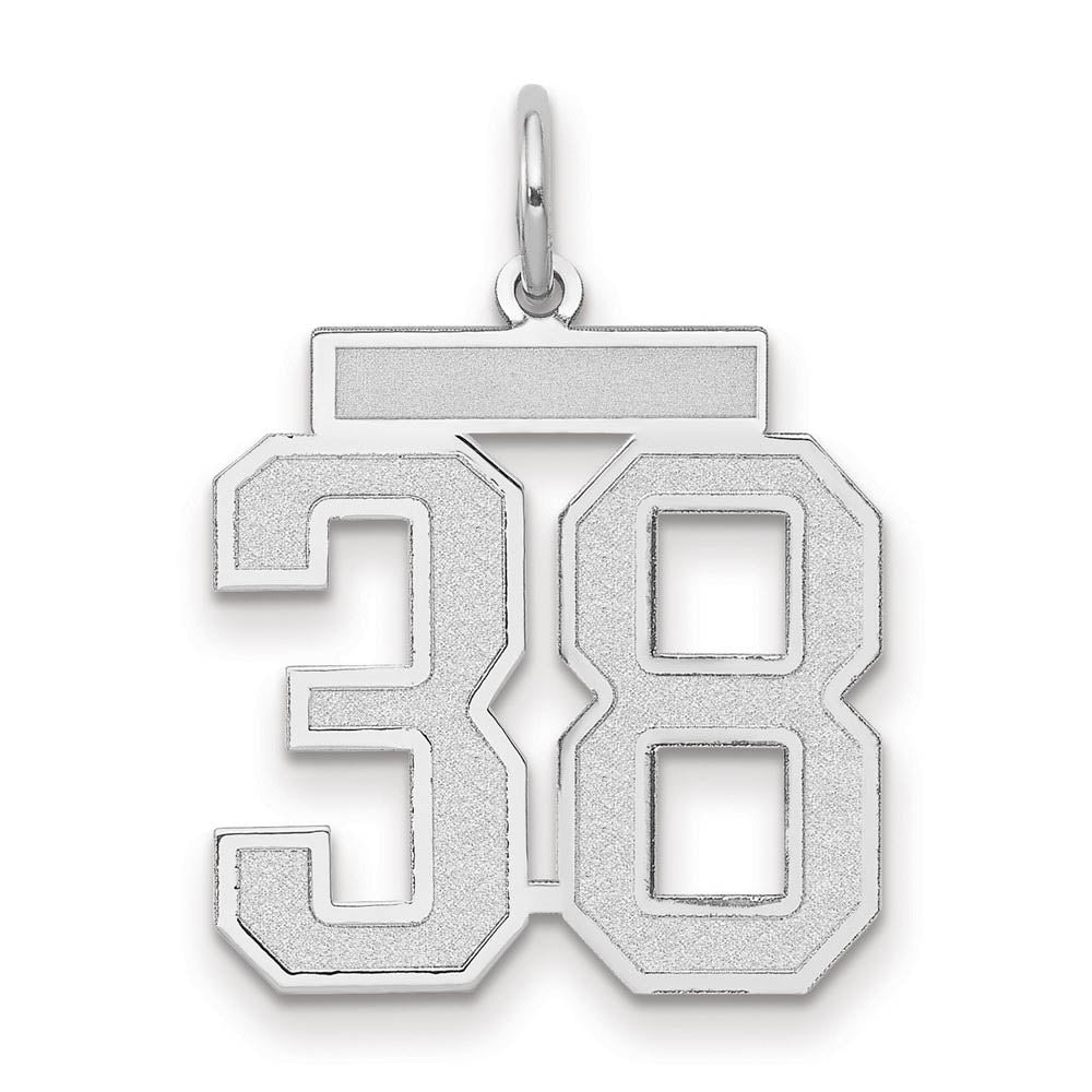 14k White Gold, Jersey Collection, Medium Number 38 Pendant, Item P10403-38 by The Black Bow Jewelry Co.