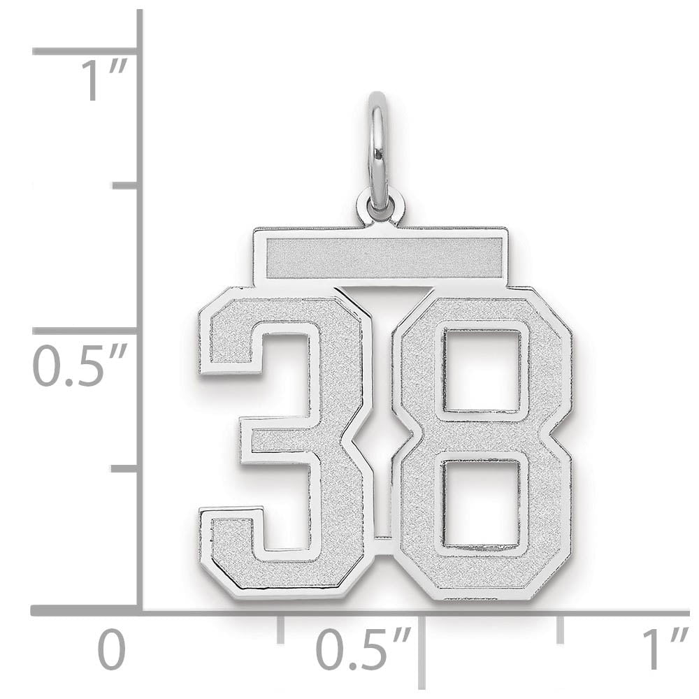 Alternate view of the 14k White Gold, Jersey Collection, Medium Number 38 Pendant by The Black Bow Jewelry Co.