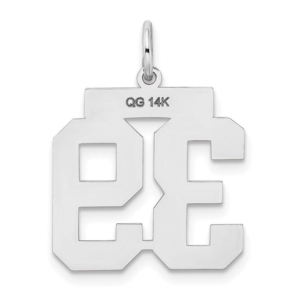 Alternate view of the 14k White Gold, Jersey Collection, Medium Number 39 Pendant by The Black Bow Jewelry Co.