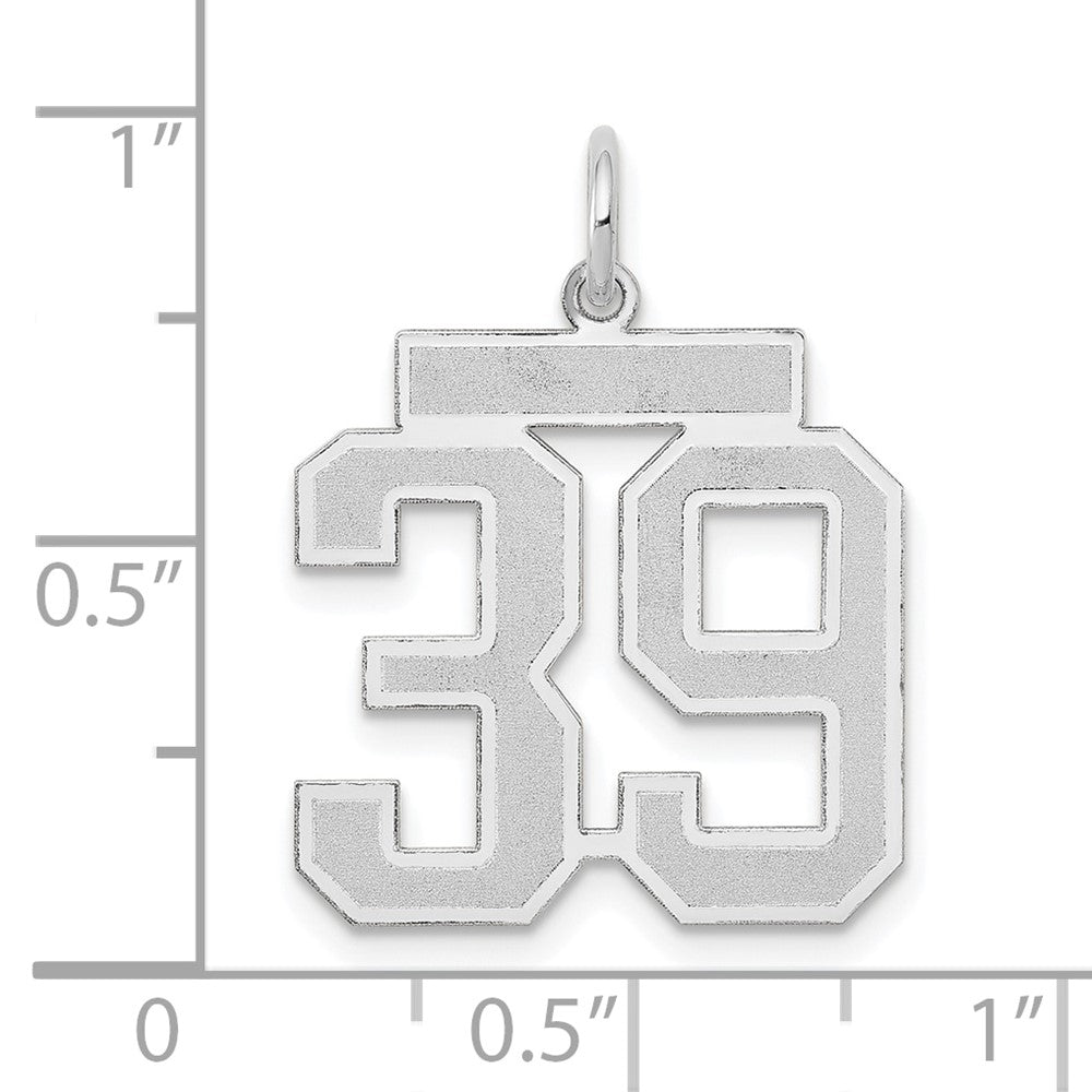 Alternate view of the 14k White Gold, Jersey Collection, Medium Number 39 Pendant by The Black Bow Jewelry Co.