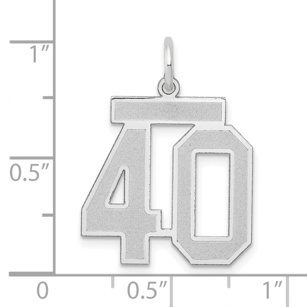 Alternate view of the 14k White Gold, Jersey Collection, Medium Number 40 Pendant by The Black Bow Jewelry Co.