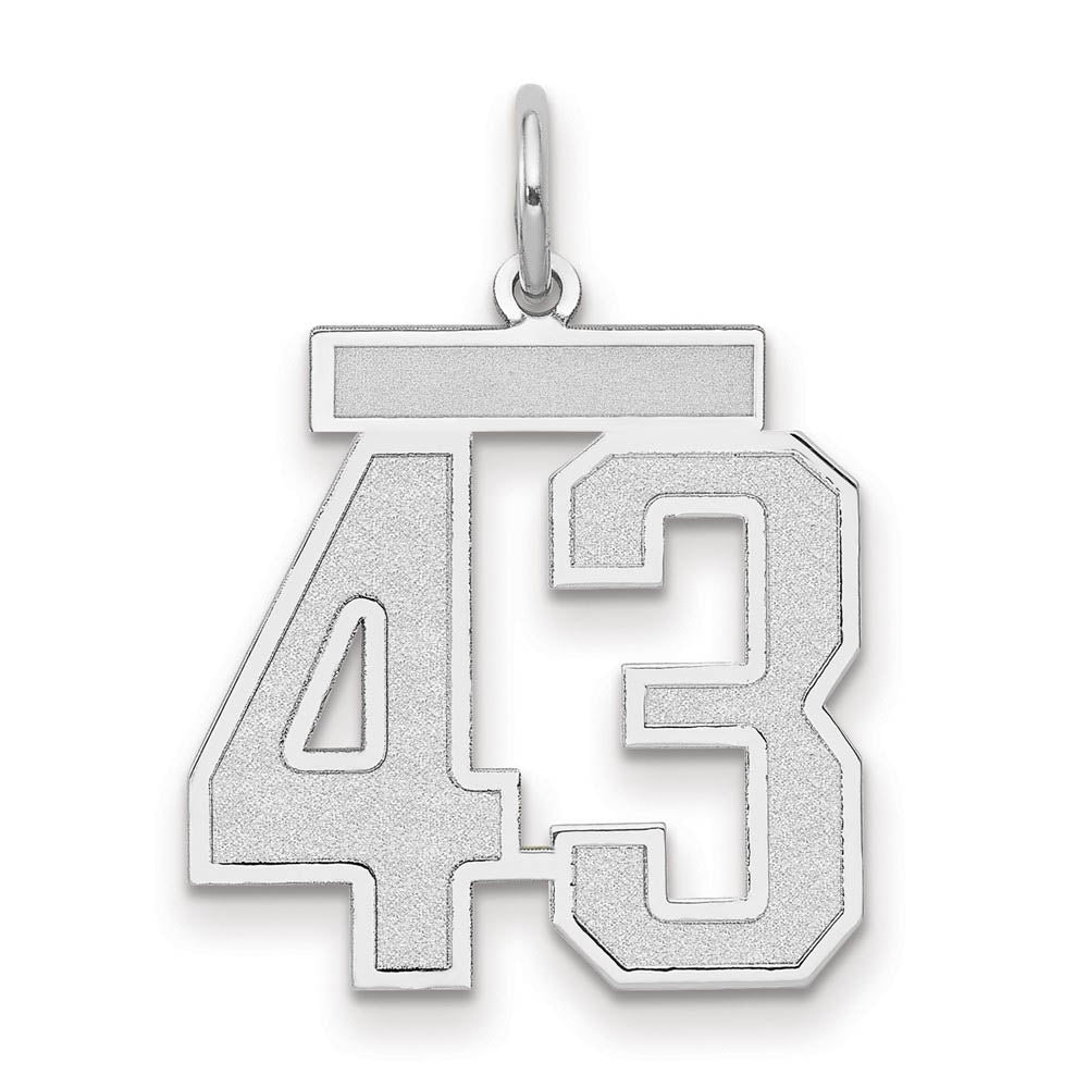 14k White Gold, Jersey Collection, Medium Number 43 Pendant, Item P10403-43 by The Black Bow Jewelry Co.