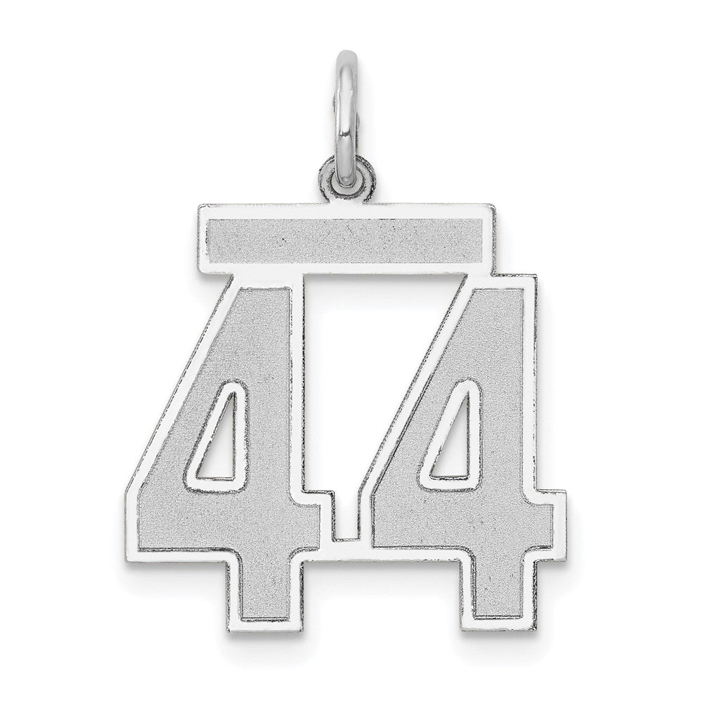 14k White Gold, Jersey Collection, Medium Number 44 Pendant, Item P10403-44 by The Black Bow Jewelry Co.