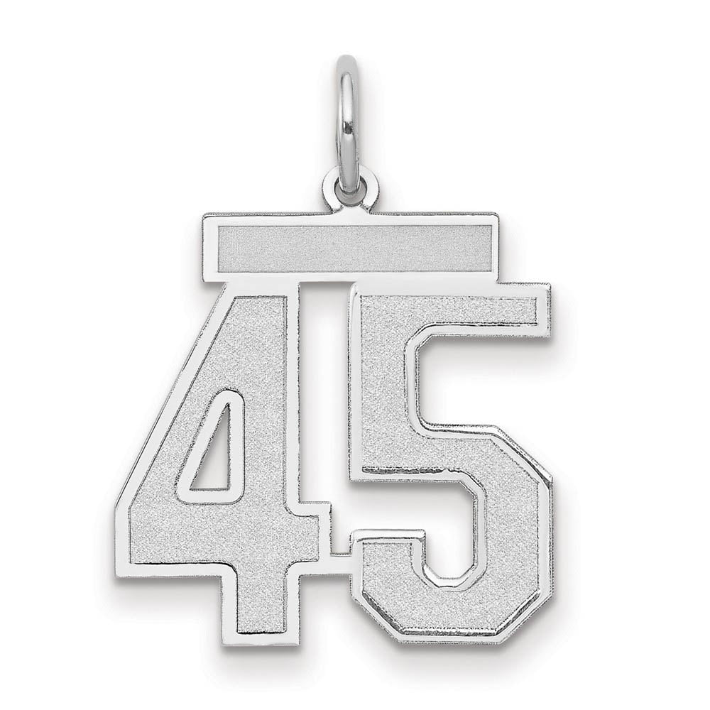 14k White Gold, Jersey Collection, Medium Number 45 Pendant, Item P10403-45 by The Black Bow Jewelry Co.