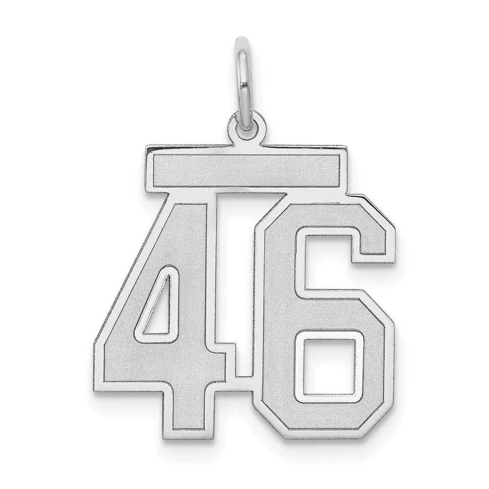 14k White Gold, Jersey Collection, Medium Number 46 Pendant, Item P10403-46 by The Black Bow Jewelry Co.