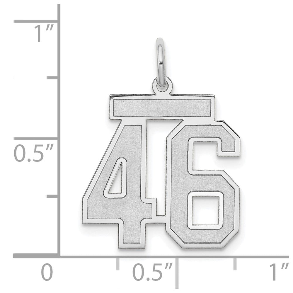 Alternate view of the 14k White Gold, Jersey Collection, Medium Number 46 Pendant by The Black Bow Jewelry Co.