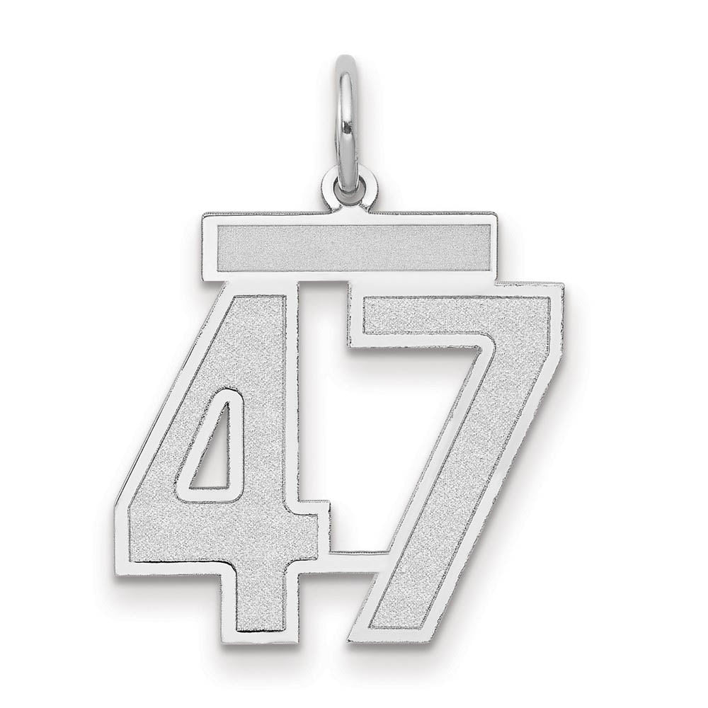 14k White Gold, Jersey Collection, Medium Number 47 Pendant, Item P10403-47 by The Black Bow Jewelry Co.