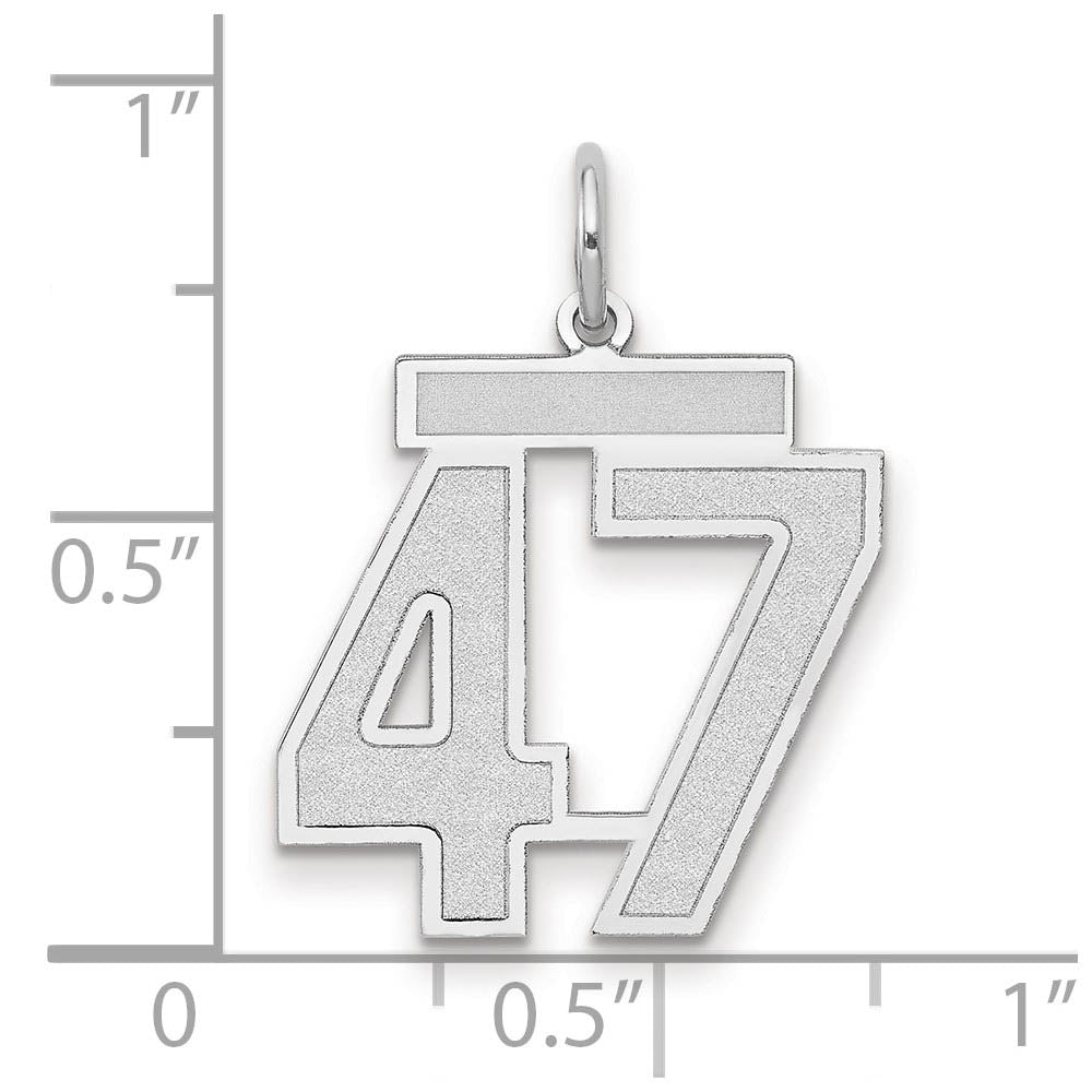 Alternate view of the 14k White Gold, Jersey Collection, Medium Number 47 Pendant by The Black Bow Jewelry Co.