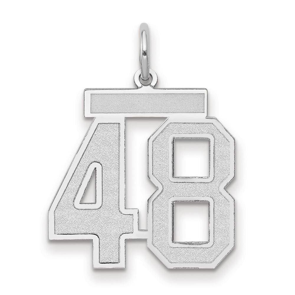 14k White Gold, Jersey Collection, Medium Number 48 Pendant, Item P10403-48 by The Black Bow Jewelry Co.