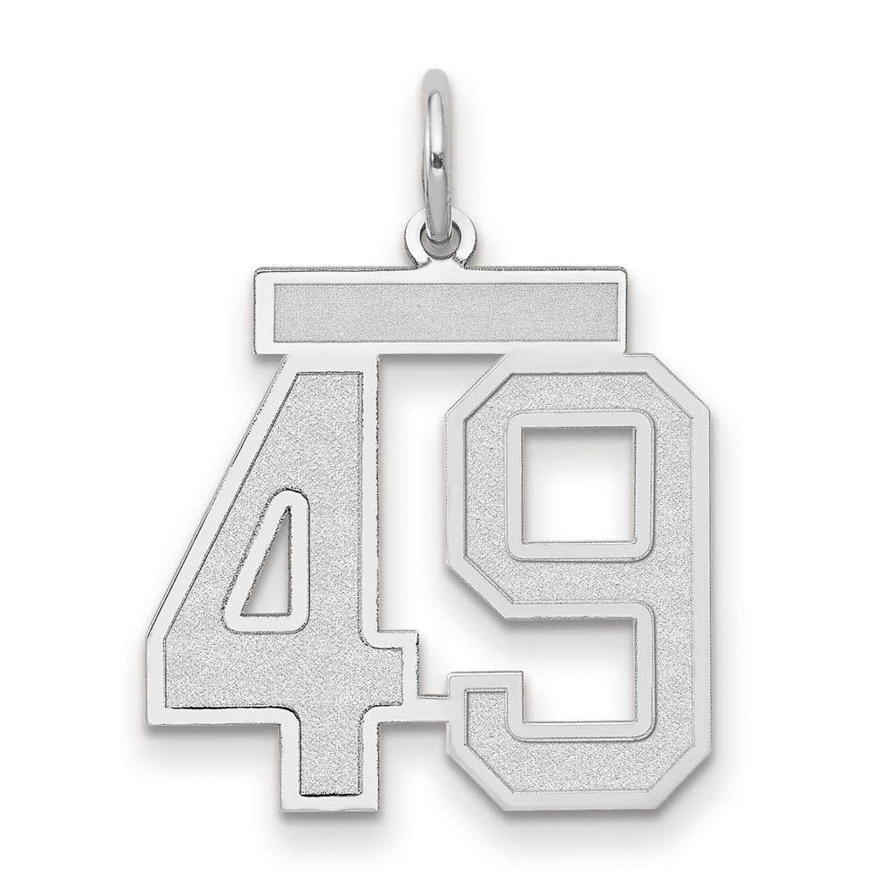14k White Gold, Jersey Collection, Medium Number 49 Pendant, Item P10403-49 by The Black Bow Jewelry Co.