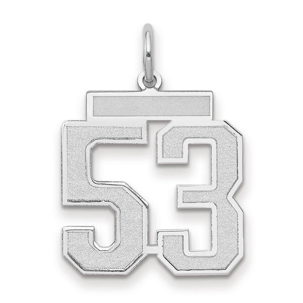 14k White Gold, Jersey Collection, Medium Number 53 Pendant, Item P10403-53 by The Black Bow Jewelry Co.