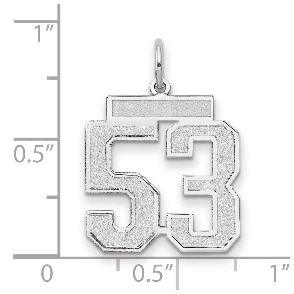 Alternate view of the 14k White Gold, Jersey Collection, Medium Number 53 Pendant by The Black Bow Jewelry Co.