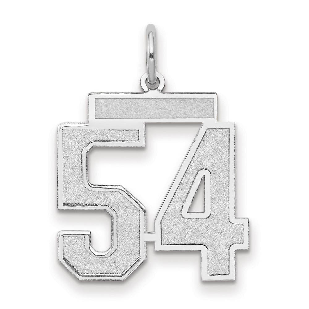 14k White Gold, Jersey Collection, Medium Number 54 Pendant, Item P10403-54 by The Black Bow Jewelry Co.