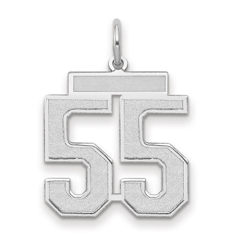 14k White Gold, Jersey Collection, Medium Number 55 Pendant, Item P10403-55 by The Black Bow Jewelry Co.