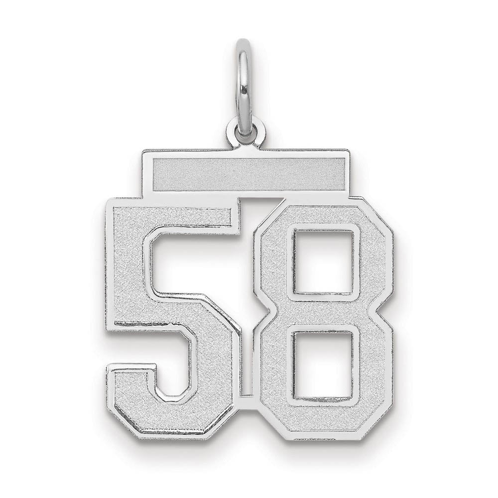 14k White Gold, Jersey Collection, Medium Number 58 Pendant, Item P10403-58 by The Black Bow Jewelry Co.
