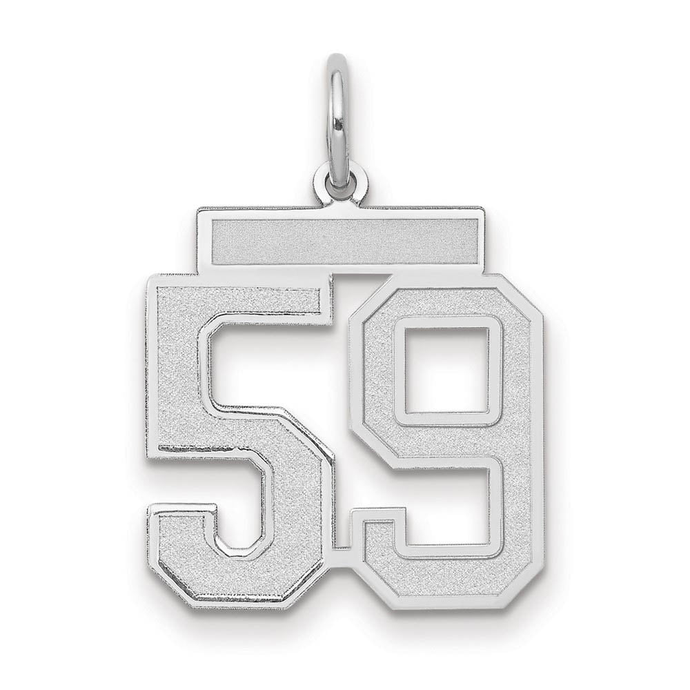 14k White Gold, Jersey Collection, Medium Number 59 Pendant, Item P10403-59 by The Black Bow Jewelry Co.