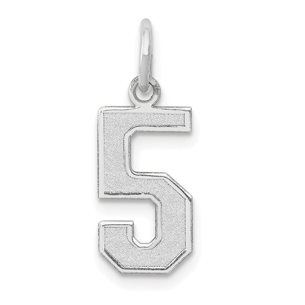 14k White Gold, Jersey Collection, Medium Number 5 Pendant, Item P10403-5 by The Black Bow Jewelry Co.