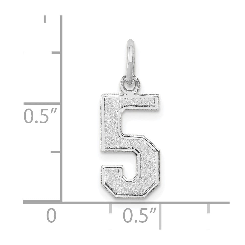 Alternate view of the 14k White Gold, Jersey Collection, Medium Number 5 Pendant by The Black Bow Jewelry Co.