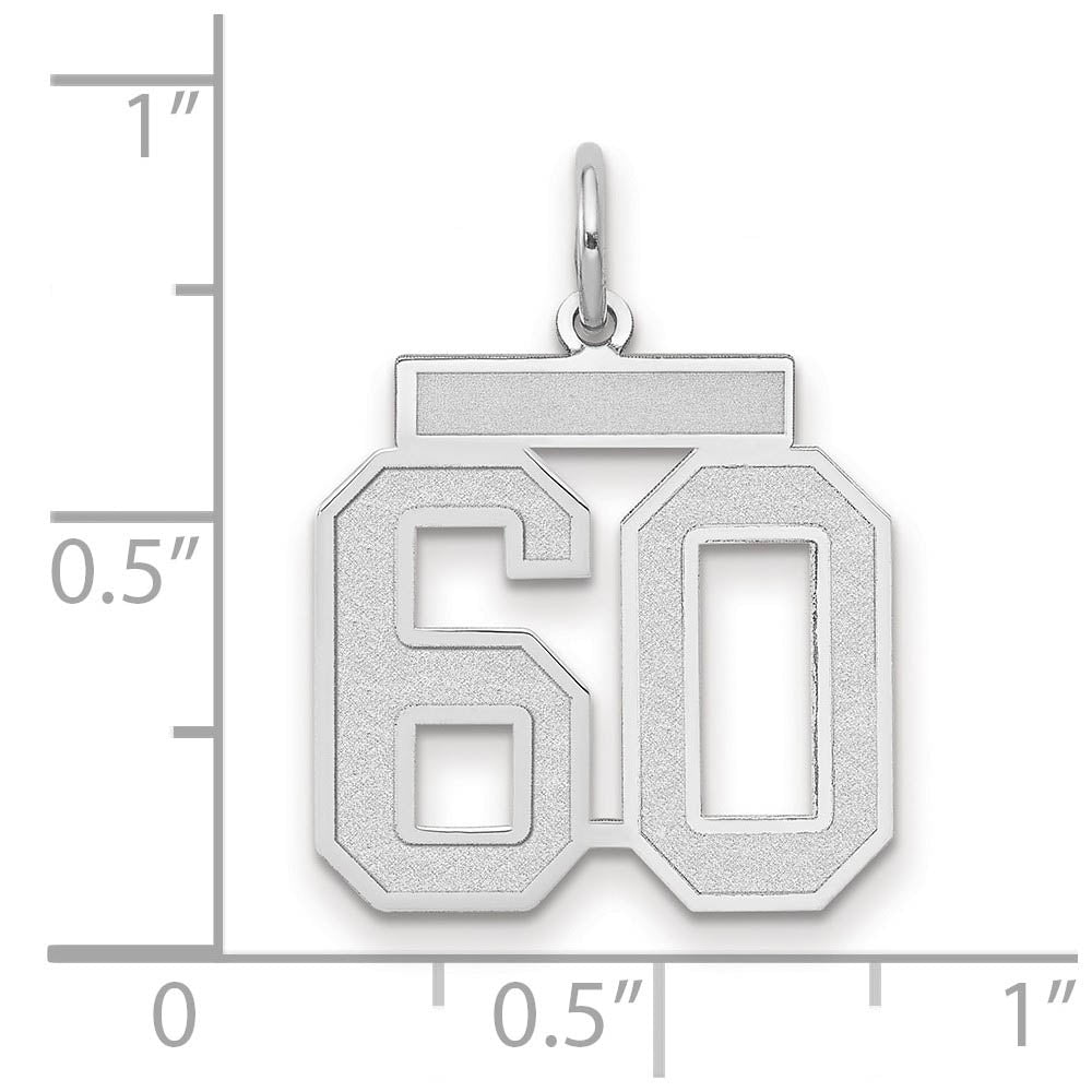 Alternate view of the 14k White Gold, Jersey Collection, Medium Number 60 Pendant by The Black Bow Jewelry Co.
