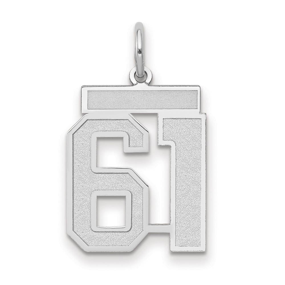 14k White Gold, Jersey Collection, Medium Number 61 Pendant, Item P10403-61 by The Black Bow Jewelry Co.