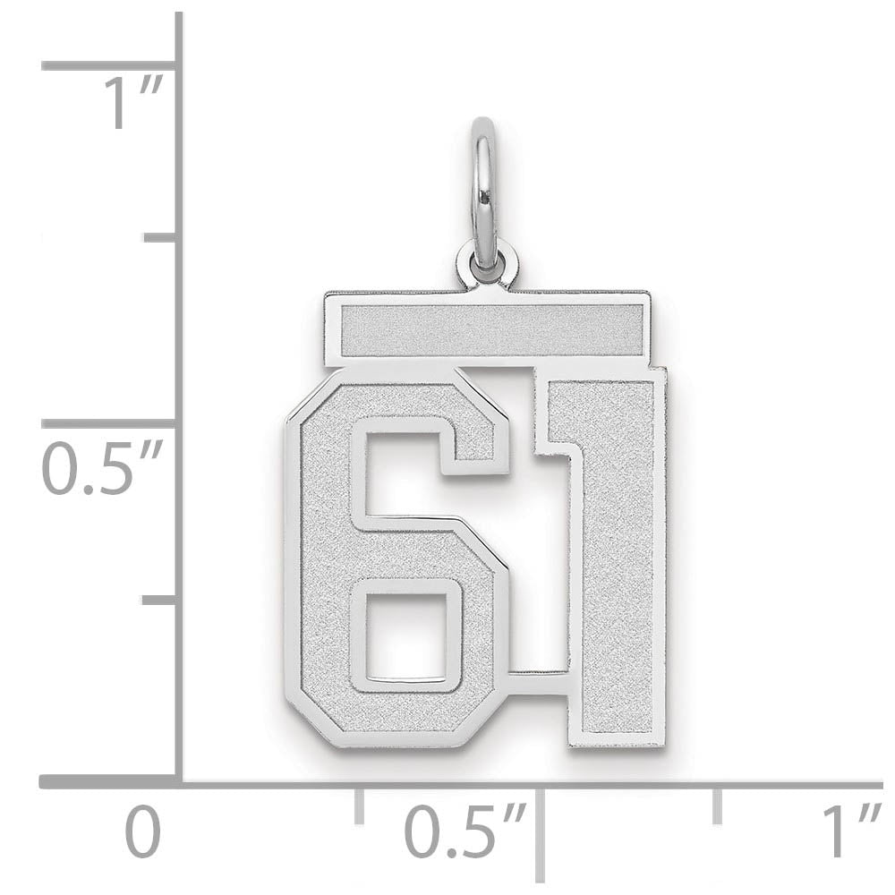 Alternate view of the 14k White Gold, Jersey Collection, Medium Number 61 Pendant by The Black Bow Jewelry Co.