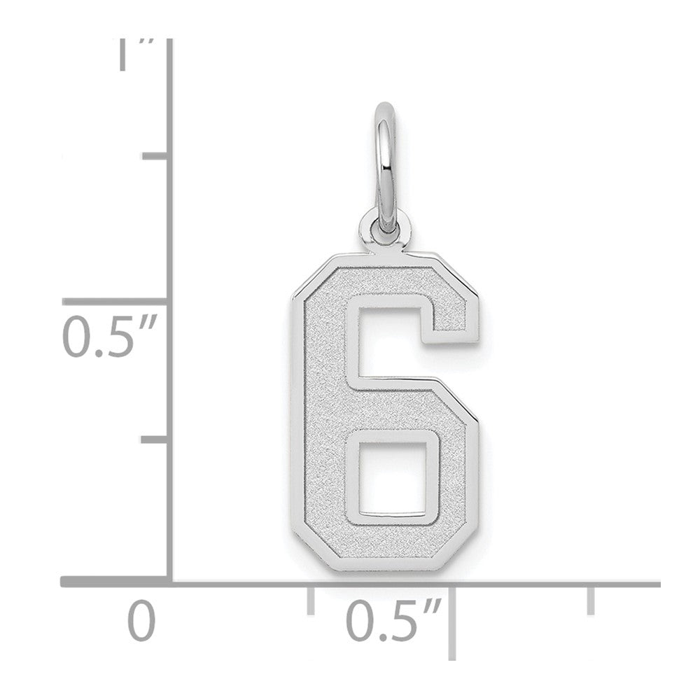 Alternate view of the 14k White Gold, Jersey Collection, Medium Number 6 Pendant by The Black Bow Jewelry Co.