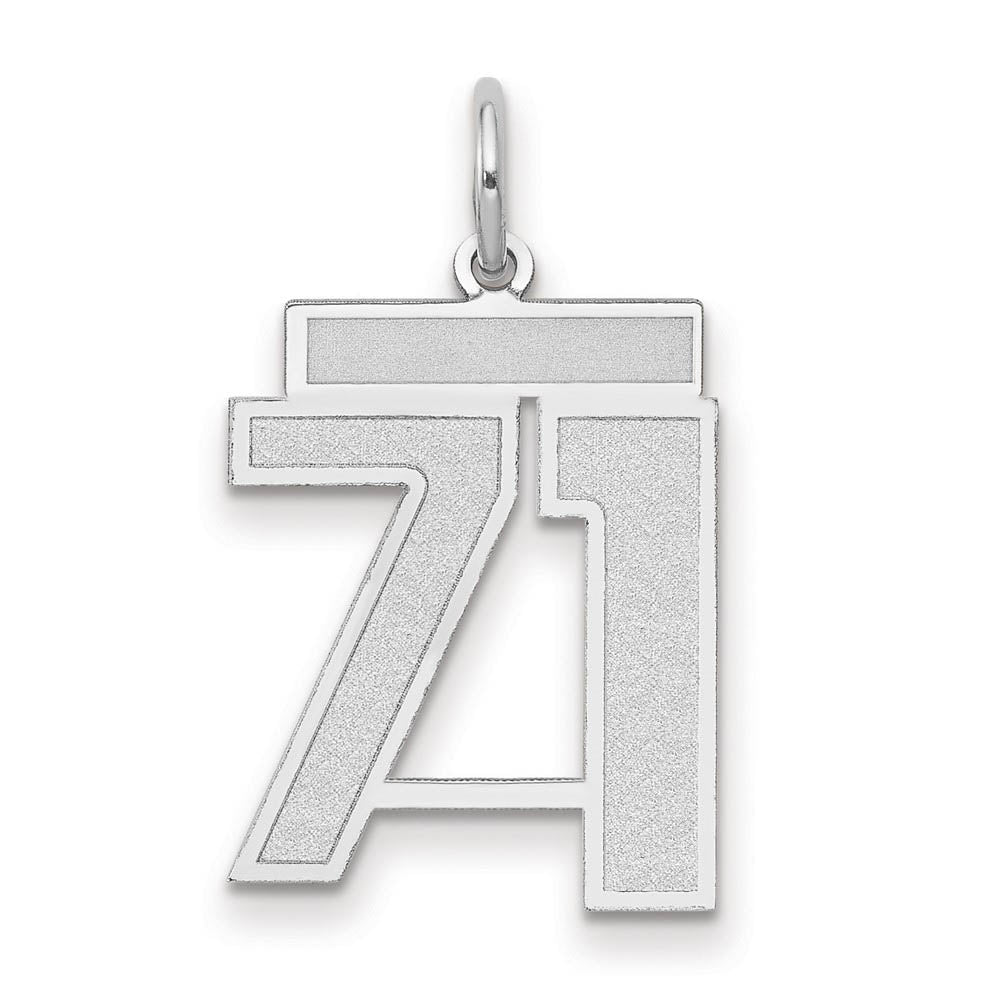 14k White Gold, Jersey Collection, Medium Number 71 Pendant, Item P10403-71 by The Black Bow Jewelry Co.