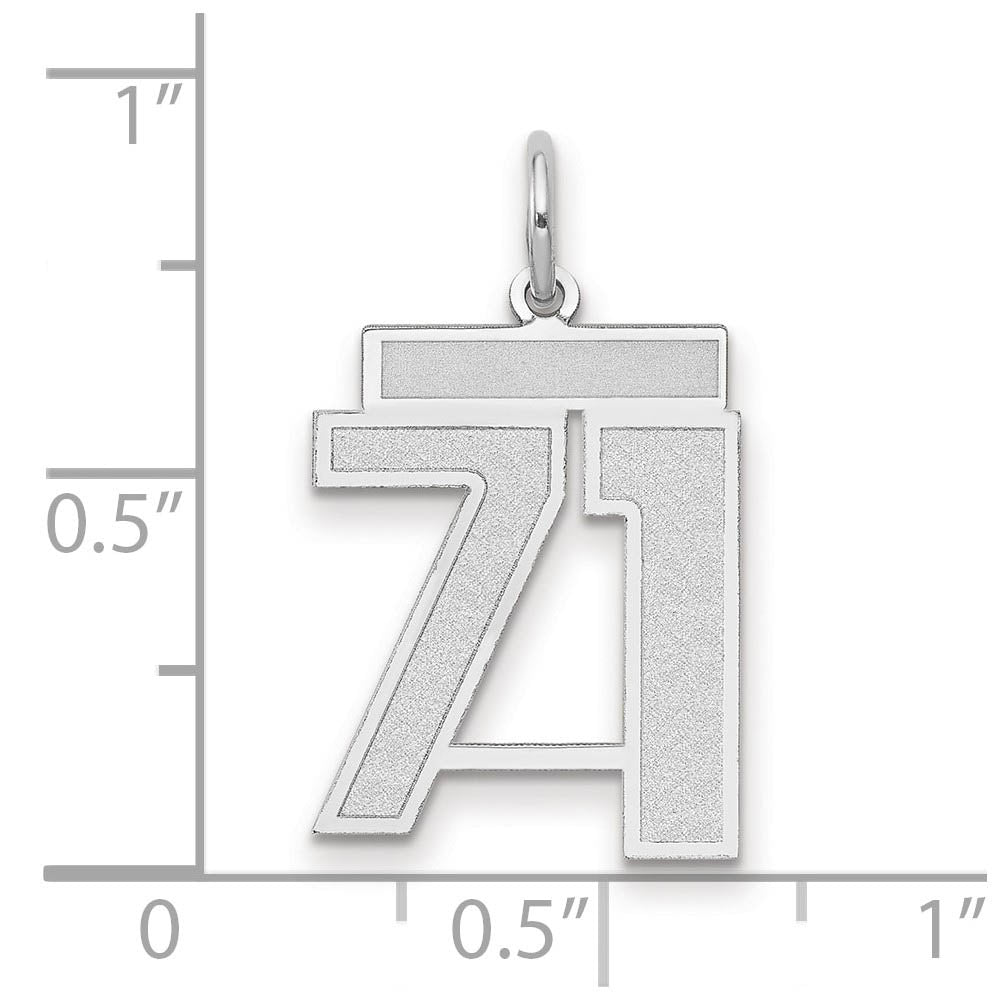 Alternate view of the 14k White Gold, Jersey Collection, Medium Number 71 Pendant by The Black Bow Jewelry Co.