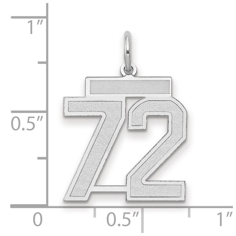 Alternate view of the 14k White Gold, Jersey Collection, Medium Number 72 Pendant by The Black Bow Jewelry Co.