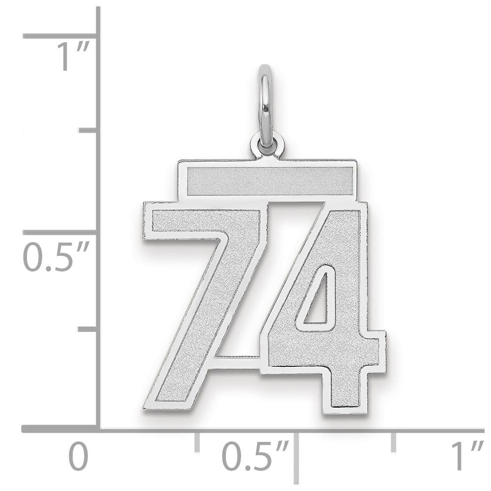 Alternate view of the 14k White Gold, Jersey Collection, Medium Number 74 Pendant by The Black Bow Jewelry Co.