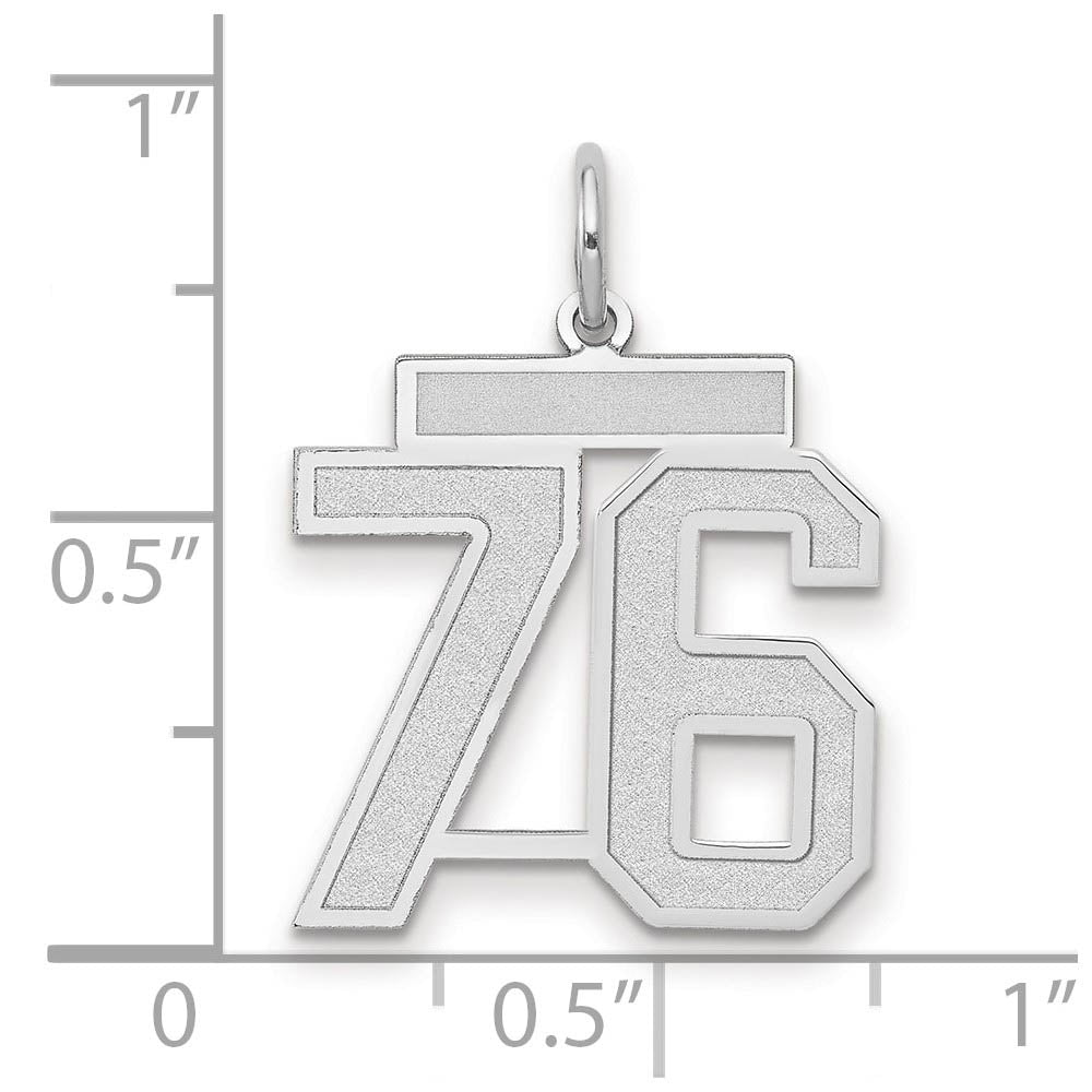 Alternate view of the 14k White Gold, Jersey Collection, Medium Number 76 Pendant by The Black Bow Jewelry Co.