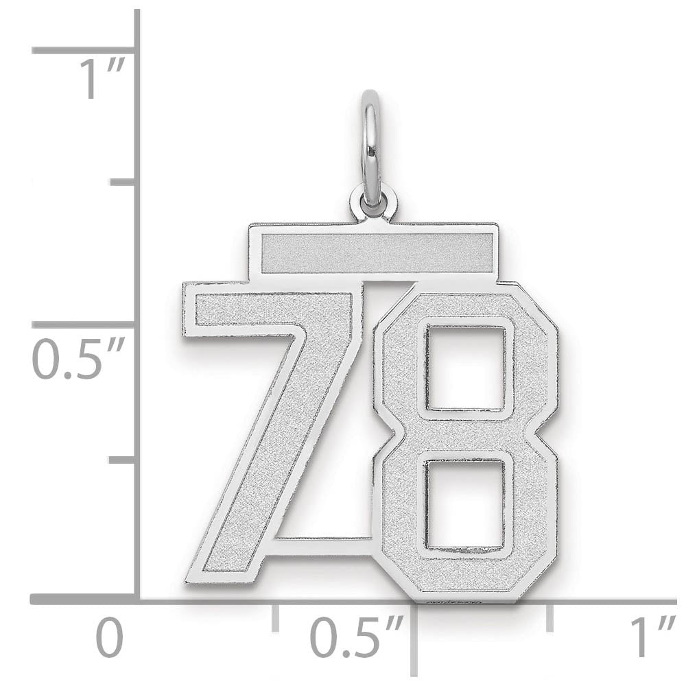 Alternate view of the 14k White Gold, Jersey Collection, Medium Number 78 Pendant by The Black Bow Jewelry Co.