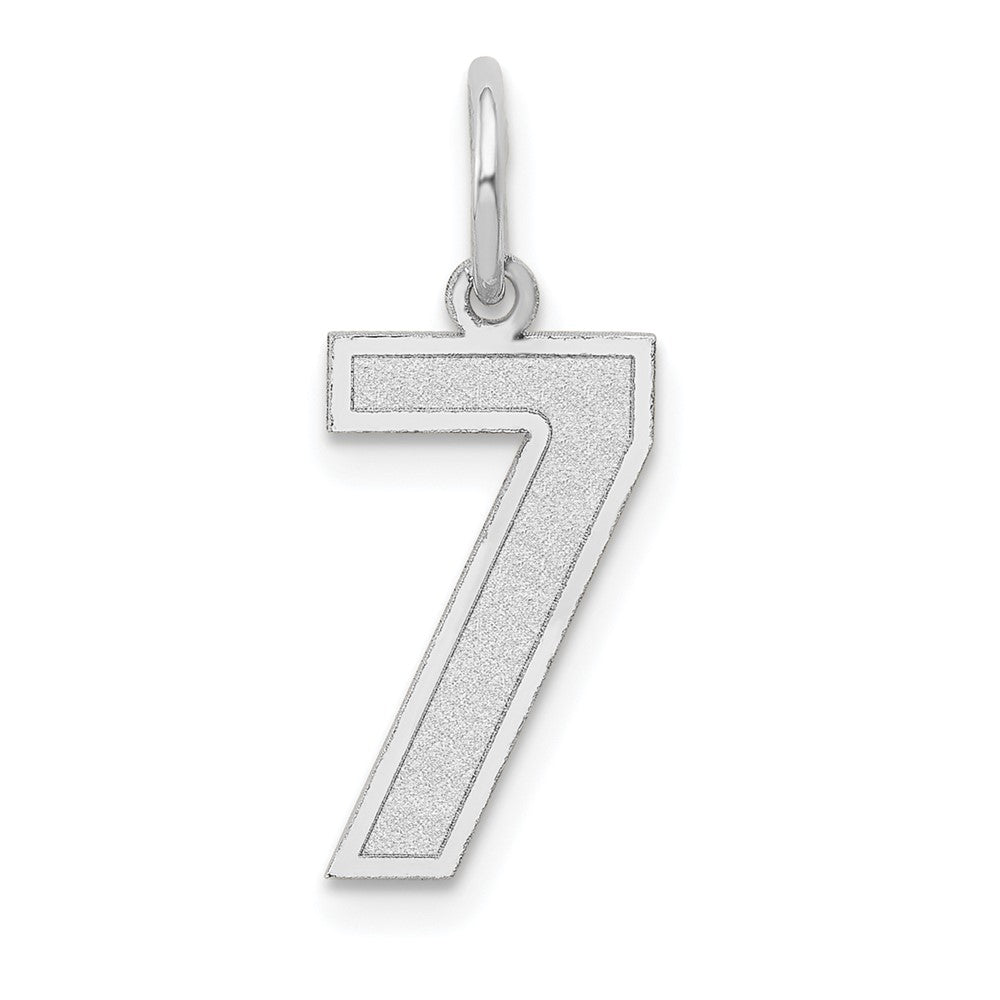 14k White Gold, Jersey Collection, Medium Number 7 Pendant, Item P10403-7 by The Black Bow Jewelry Co.