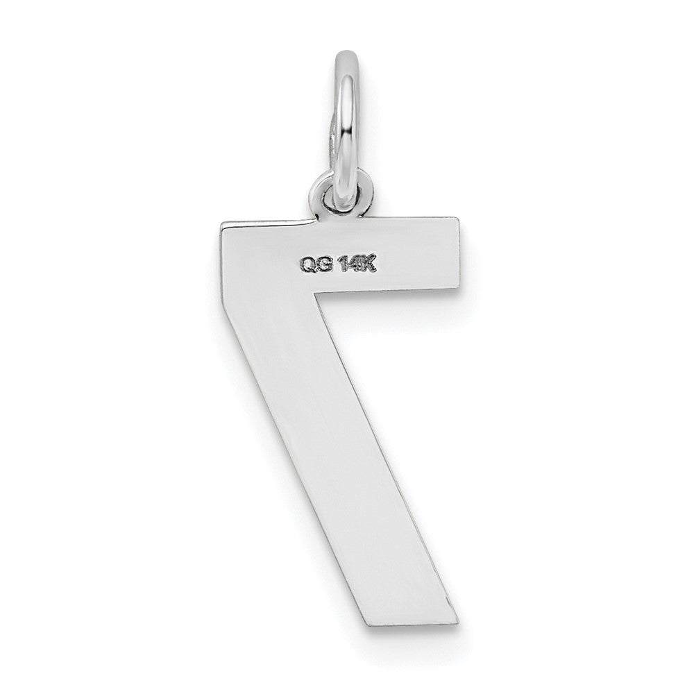 Alternate view of the 14k White Gold, Jersey Collection, Medium Number 7 Pendant by The Black Bow Jewelry Co.