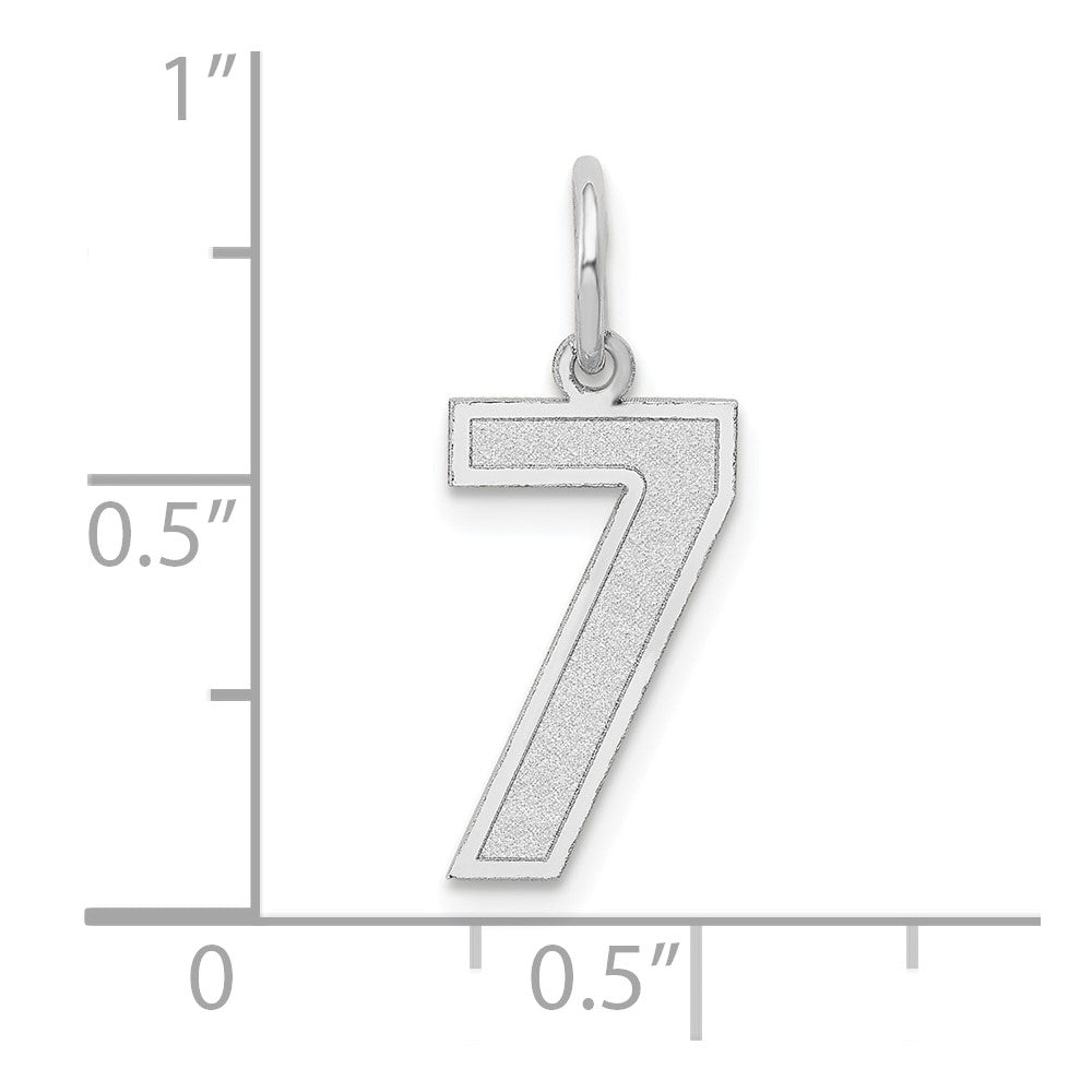 Alternate view of the 14k White Gold, Jersey Collection, Medium Number 7 Pendant by The Black Bow Jewelry Co.