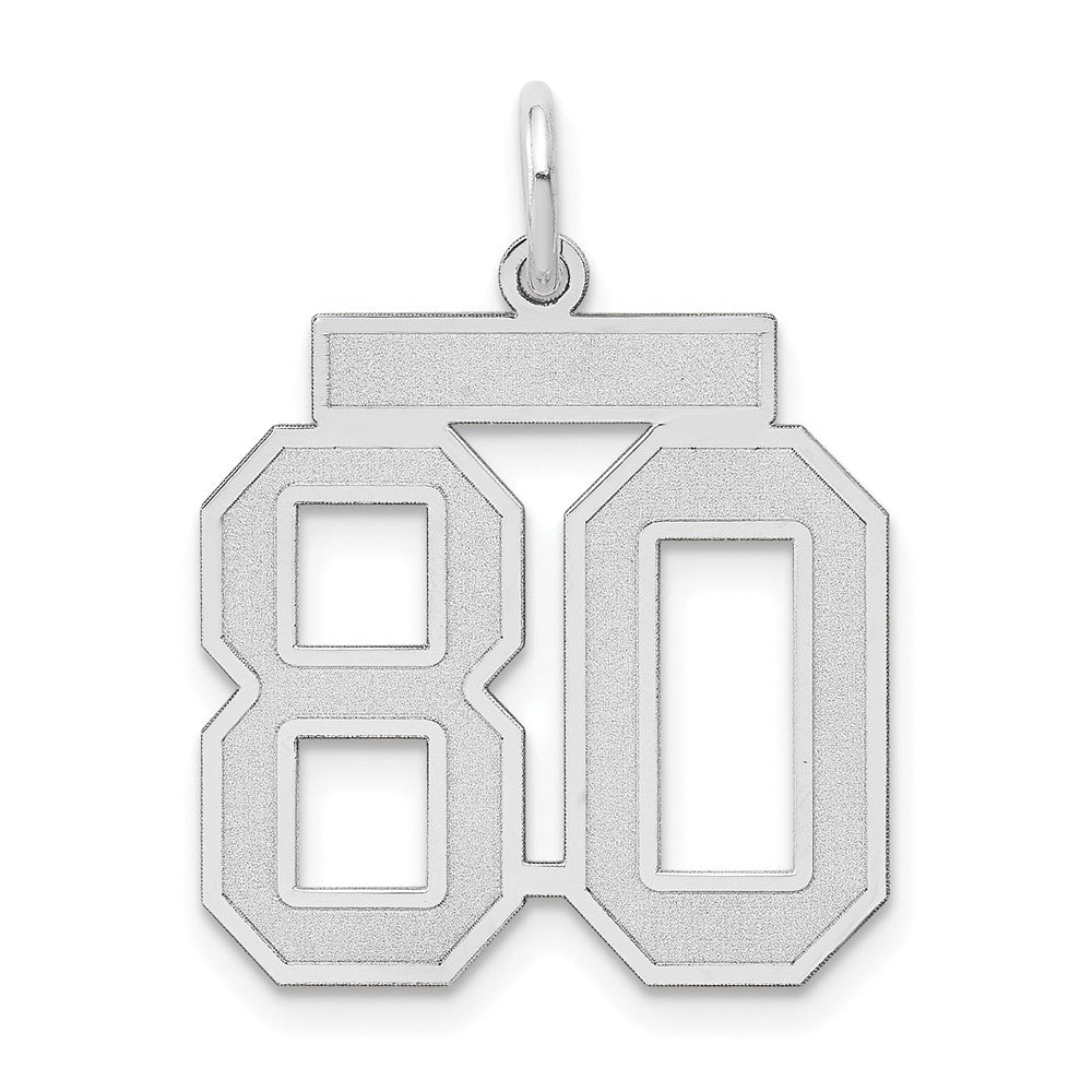 14k White Gold, Jersey Collection, Medium Number 80 Pendant, Item P10403-80 by The Black Bow Jewelry Co.