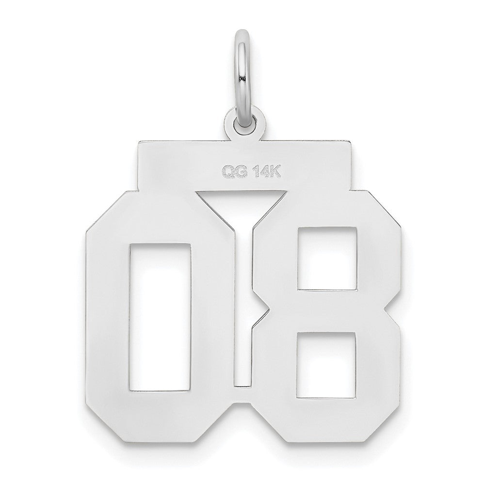 Alternate view of the 14k White Gold, Jersey Collection, Medium Number 80 Pendant by The Black Bow Jewelry Co.