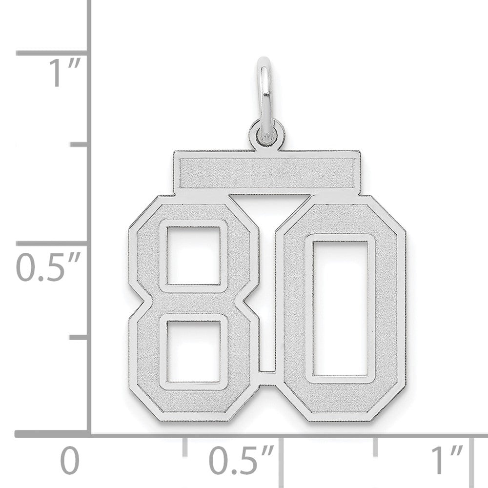 Alternate view of the 14k White Gold, Jersey Collection, Medium Number 80 Pendant by The Black Bow Jewelry Co.