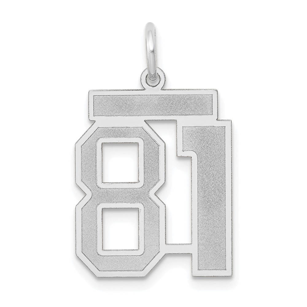 14k White Gold, Jersey Collection, Medium Number 81 Pendant, Item P10403-81 by The Black Bow Jewelry Co.