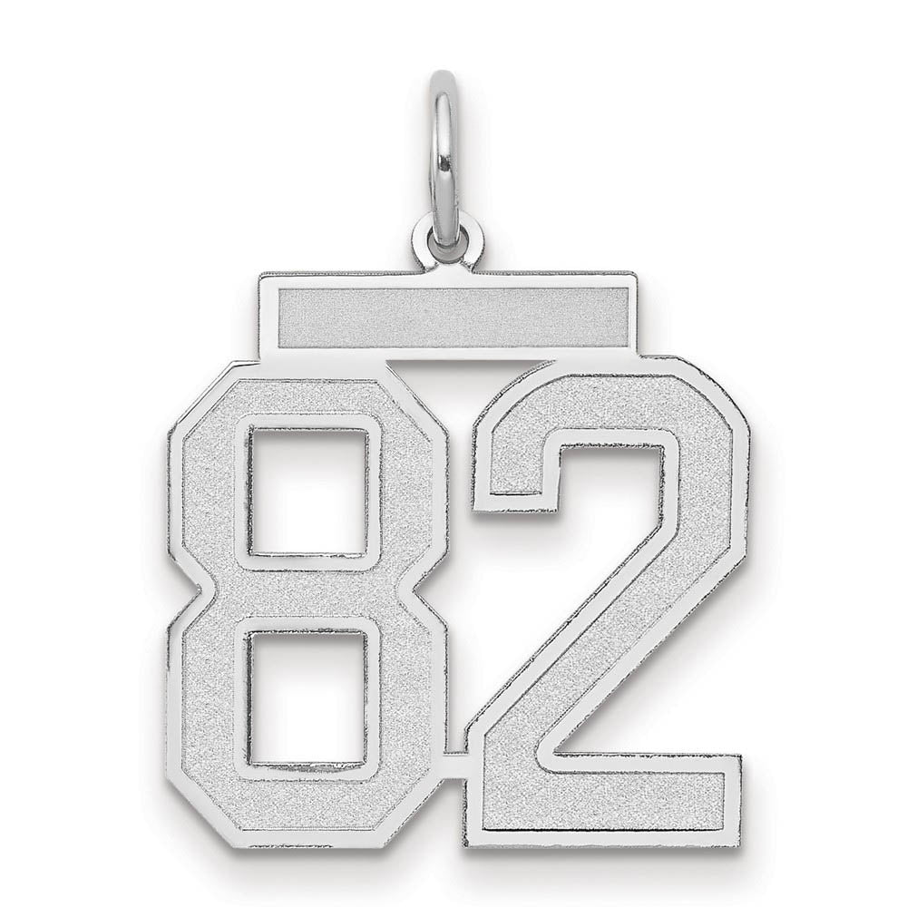 14k White Gold, Jersey Collection, Medium Number 82 Pendant, Item P10403-82 by The Black Bow Jewelry Co.