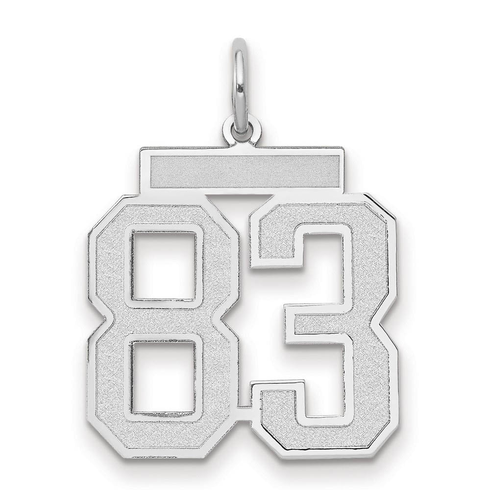 14k White Gold, Jersey Collection, Medium Number 83 Pendant, Item P10403-83 by The Black Bow Jewelry Co.