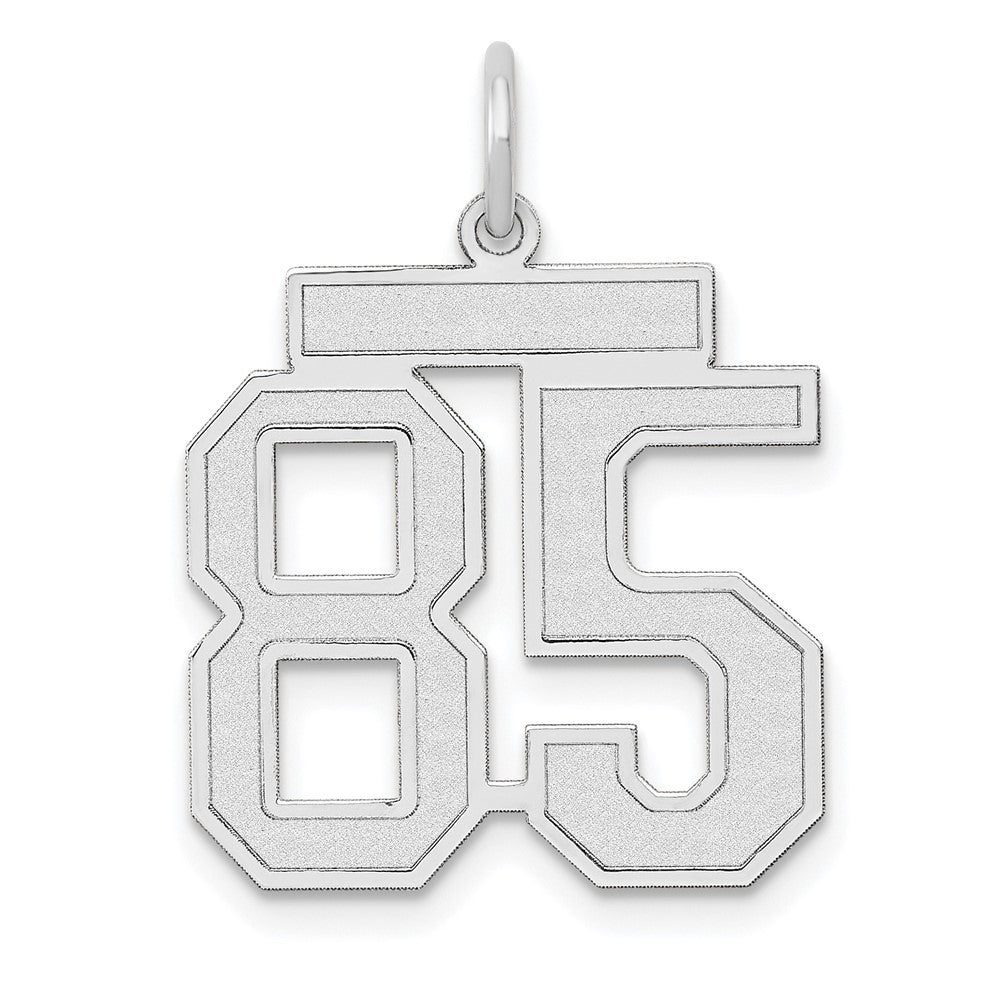 14k White Gold, Jersey Collection, Medium Number 85 Pendant, Item P10403-85 by The Black Bow Jewelry Co.
