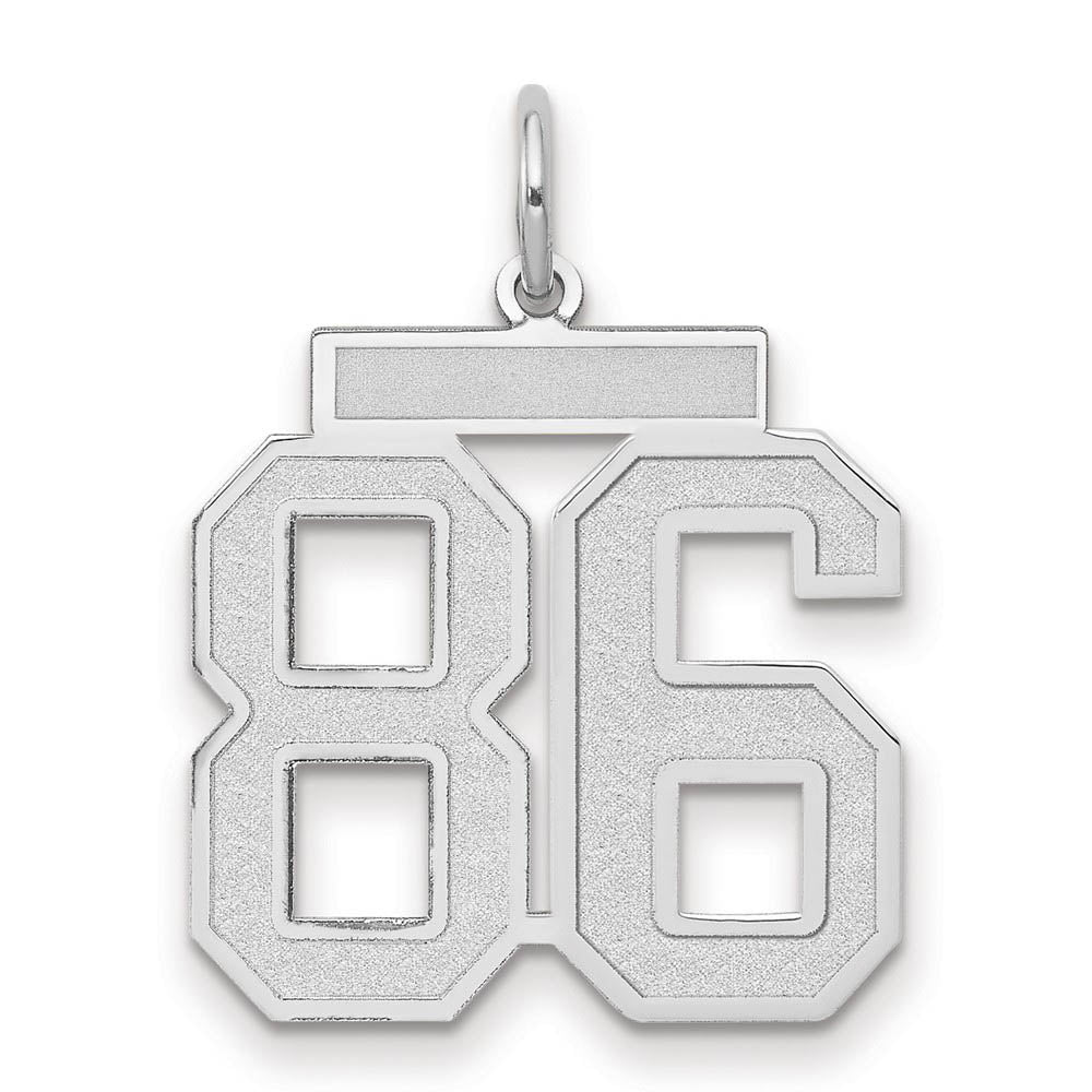 14k White Gold, Jersey Collection, Medium Number 86 Pendant, Item P10403-86 by The Black Bow Jewelry Co.