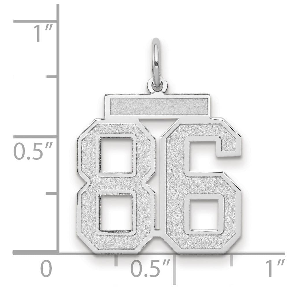 Alternate view of the 14k White Gold, Jersey Collection, Medium Number 86 Pendant by The Black Bow Jewelry Co.