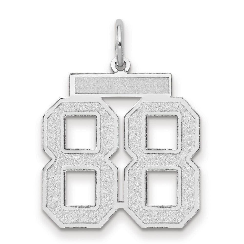 14k White Gold, Jersey Collection, Medium Number 88 Pendant, Item P10403-88 by The Black Bow Jewelry Co.